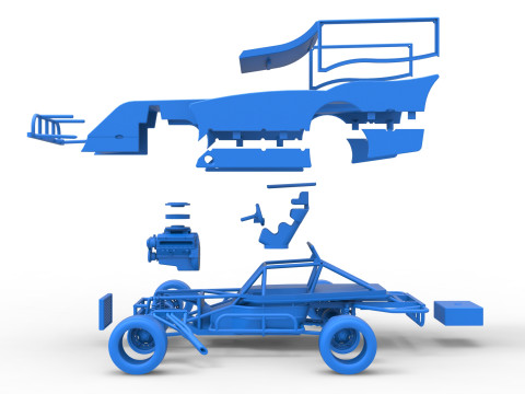 Outlaw Figure 8 Modified stock car Version 2 Scale 1 to 25 3D Print Model