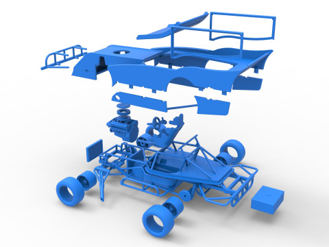 Outlaw Figure 8 Modified stock car Version 2 Scale 1 to 25 3D Print Model