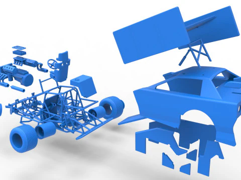New Zealand Modified Stock car while turning Version 2 Scale 1 to 25 3D Print Model