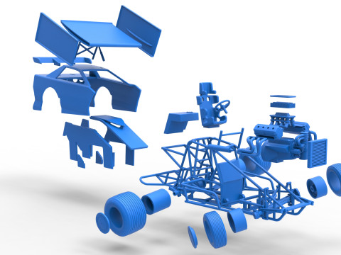 New Zealand Modified Stock car while turning Version 2 Scale 1 to 25 3D प्रिंट मॉडल