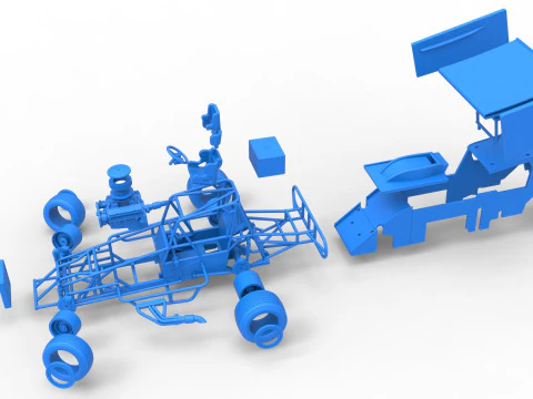 Southern Wing Modified Stock car while turning Scale 1 to 25 3D Print Model