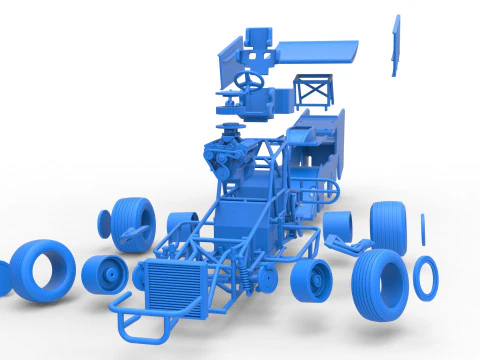 Southern Wing Modified Stock car while turning Scale 1 to 25 3D Print Model