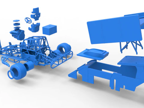 Southern Wing Modified Stock car while turning Scale 1 to 25 3D Print Model