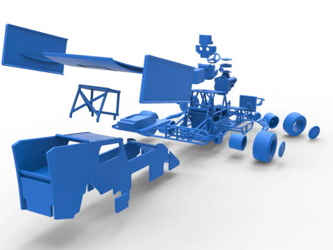 Southern Wing Modified Stock car while turning Scale 1 to 25 3D Print Model