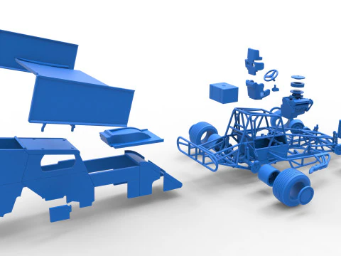 Southern Wing Modified Stock car while turning Scale 1 to 25 3D Print Model