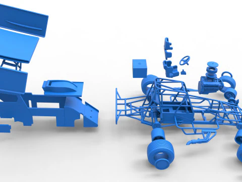 Southern Wing Modified Stock car while turning Scale 1 to 25 3D Print Model