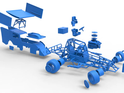 Southern Wing Modified Stock car while turning Scale 1 to 25 3D Print Model