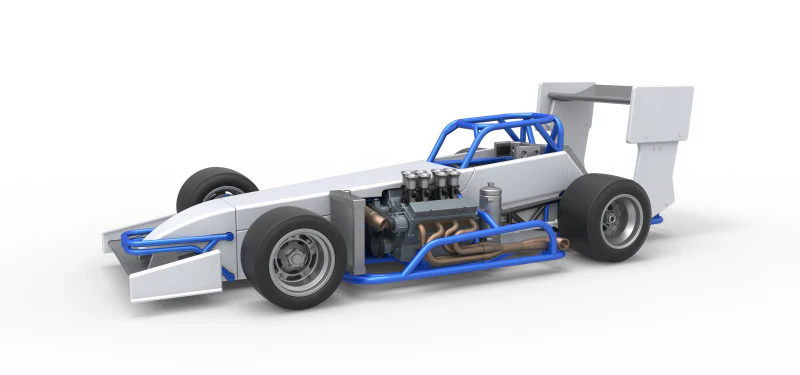 Supermodified front engine race car V4 Scale 1 to 25 3D Print Model .c4d .max .obj .3ds .fbx .stl .blend 