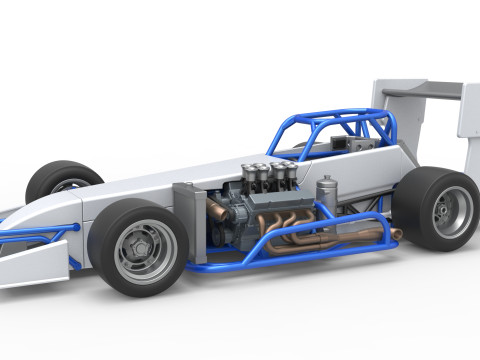 Supermodified front engine race car V4 Scale 1 to 25 Modello di stampa 3D