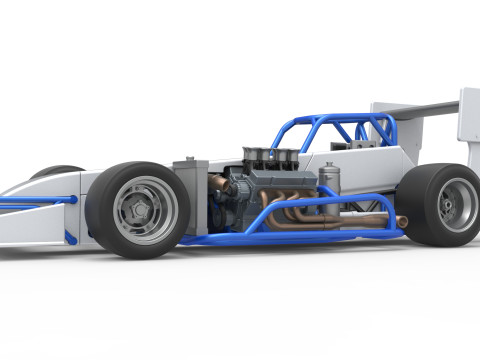 Supermodified front engine race car V4 Scale 1 to 25 3D Druckmodell