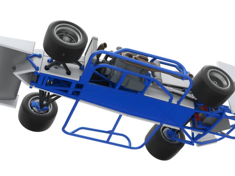 Supermodified front engine race car V4 Scale 1 to 25 3D Print Model