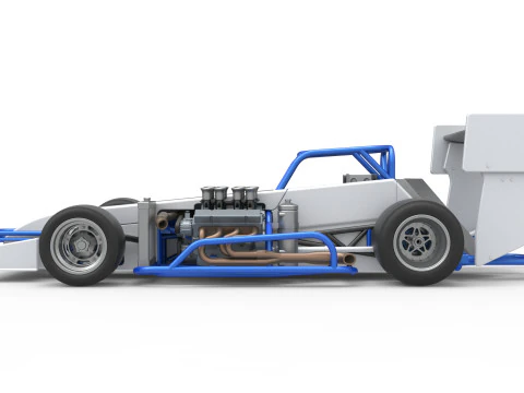 Supermodified front engine race car V4 Scale 1 to 25 3D Print Model