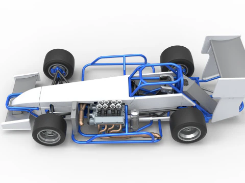 Supermodified front engine race car V4 Scale 1 to 25 3D Print Model