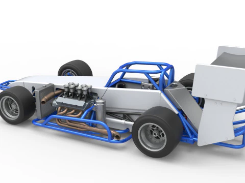 Supermodified front engine race car V4 Scale 1 to 25 3D Print Model