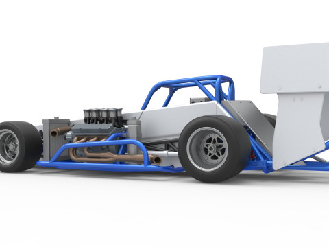 Supermodified front engine race car V4 Scale 1 to 25 3D Druckmodell