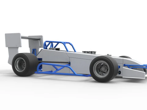 Supermodified front engine race car V4 Scale 1 to 25 3D Print Model