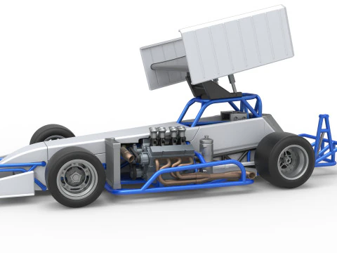 Supermodified front engine race car V4 Scale 1 to 25 3D Print Model