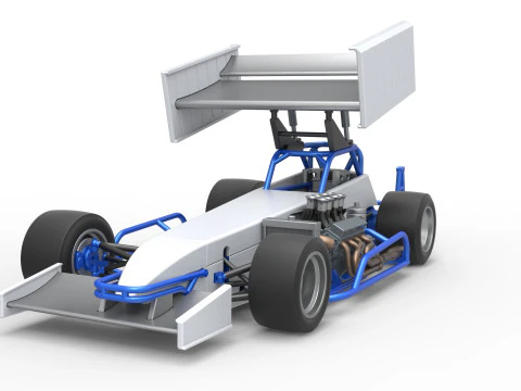 Supermodified front engine race car V4 Scale 1 to 25 3D Print Model