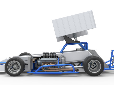 Supermodified front engine race car V4 Scale 1 to 25 3D Druckmodell