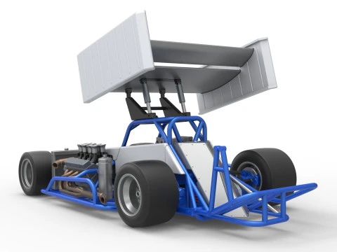 Supermodified front engine race car V4 Scale 1 to 25 3D Print Model