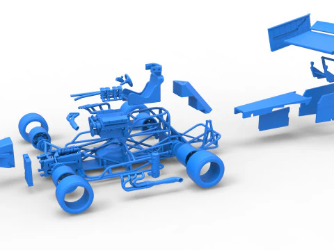 Supermodified front engine race car V4 Scale 1 to 25 3D Print Model