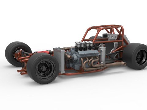 Supermodified front engine race car Base Version 3 Scale 1 to 25 Modello di stampa 3D
