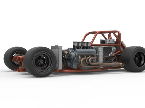 Supermodified front engine race car Base Version 3 Scale 1 to 25 3D Print Model