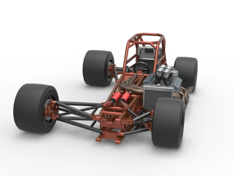 Supermodified front engine race car Base Version 3 Scale 1 to 25 3D Print Model