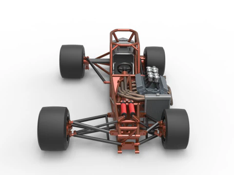 Supermodified front engine race car Base Version 3 Scale 1 to 25 3D Print Model