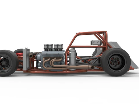 Supermodified front engine race car Base Version 3 Scale 1 to 25 3D Print Model