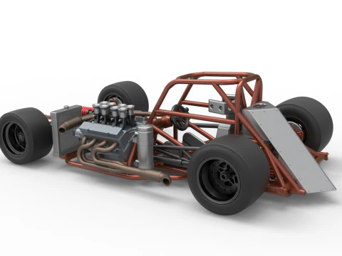 Supermodified front engine race car Base Version 3 Scale 1 to 25 3D Print Model