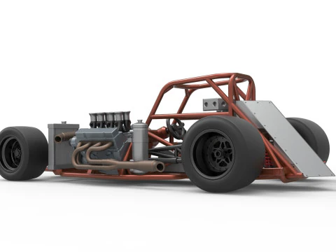 Supermodified front engine race car Base Version 3 Scale 1 to 25 3D Print Model