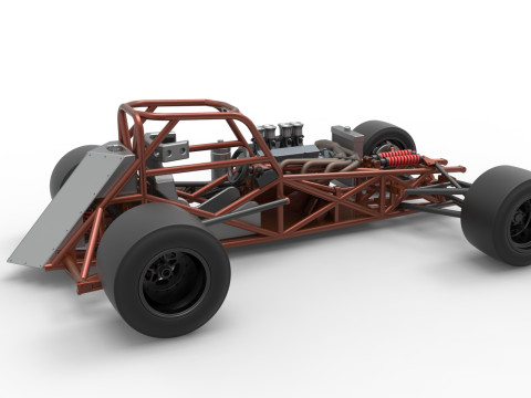 Supermodified front engine race car Base Version 3 Scale 1 to 25 3D printmodel