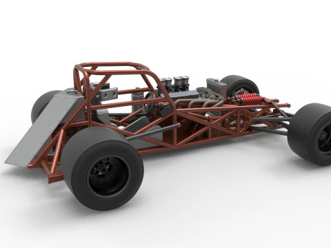 Supermodified front engine race car Base Version 3 Scale 1 to 25 3D Print Model