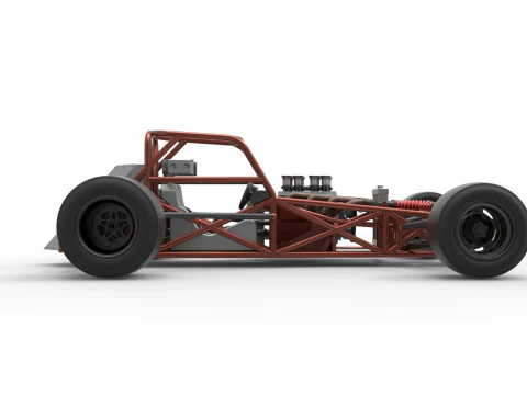 Supermodified front engine race car Base Version 3 Scale 1 to 25 3D Print Model