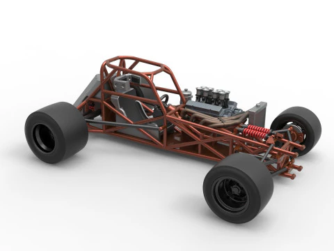 Supermodified front engine race car Base Version 3 Scale 1 to 25 3D Print Model