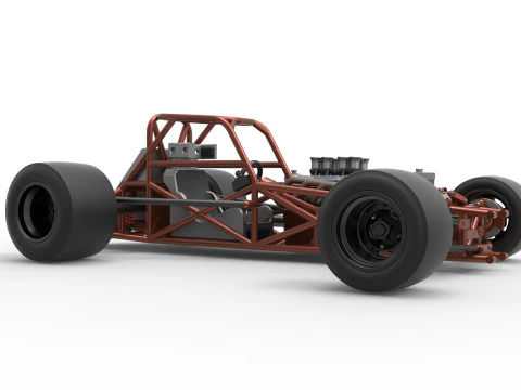 Supermodified front engine race car Base Version 3 Scale 1 to 25 3D Print Model