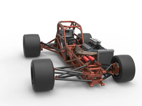 Supermodified front engine race car Base Version 3 Scale 1 to 25 3D Print Model