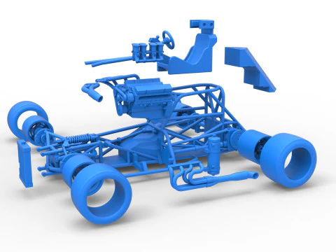 Supermodified front engine race car Base Version 3 Scale 1 to 25 3D Print Model