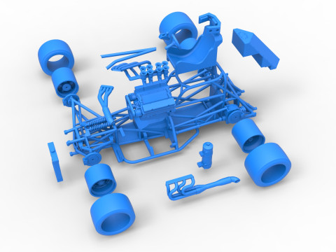 Supermodified front engine race car Base Version 3 Scale 1 to 25 3D printmodel