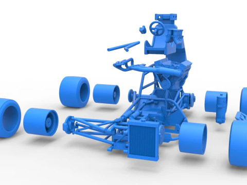 Supermodified front engine race car Base Version 3 Scale 1 to 25 3D Print Model