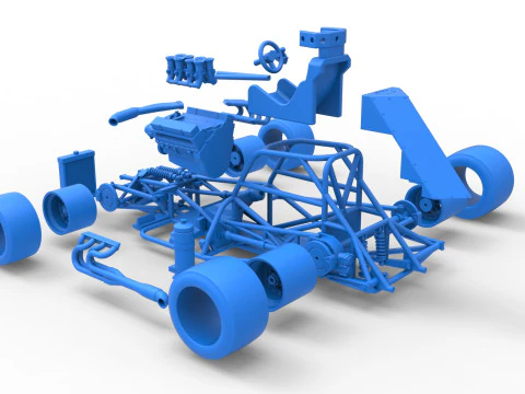 Supermodified front engine race car Base Version 3 Scale 1 to 25 3D Print Model