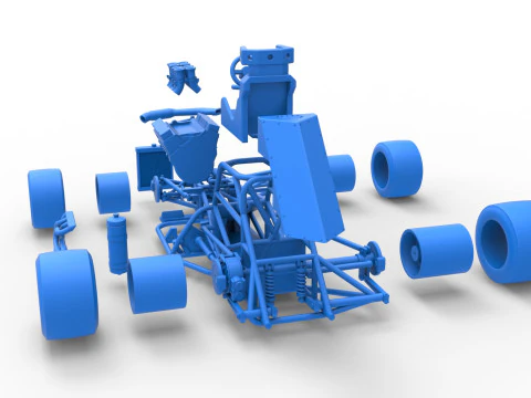 Supermodified front engine race car Base Version 3 Scale 1 to 25 3D Print Model