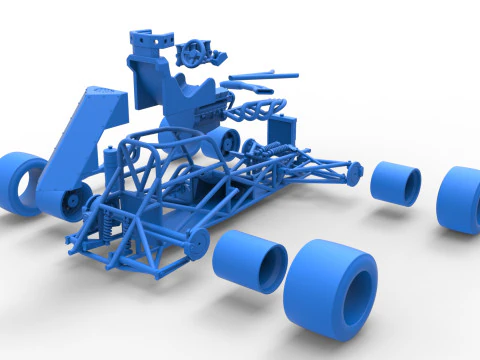 Supermodified front engine race car Base Version 3 Scale 1 to 25 3D Print Model