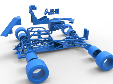 Supermodified front engine race car Base Version 3 Scale 1 to 25 3D Print Model