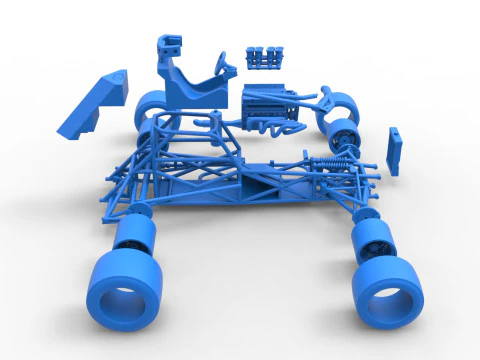 Supermodified front engine race car Base Version 3 Scale 1 to 25 3D Print Model