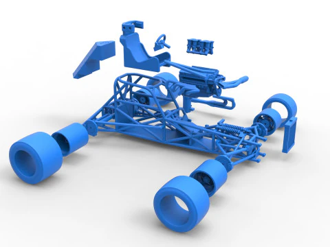 Supermodified front engine race car Base Version 3 Scale 1 to 25 3D Print Model