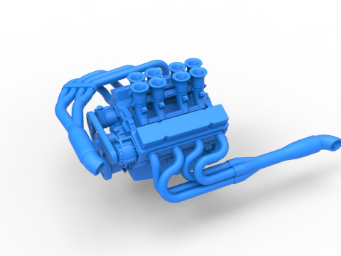 Engine V8 for Supermodified race car Version 3 Scale 1 to 25 3D Druckmodell