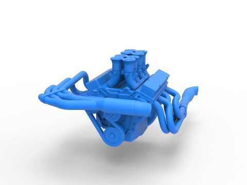 Engine V8 for Supermodified race car Version 3 Scale 1 to 25 3D Druckmodell
