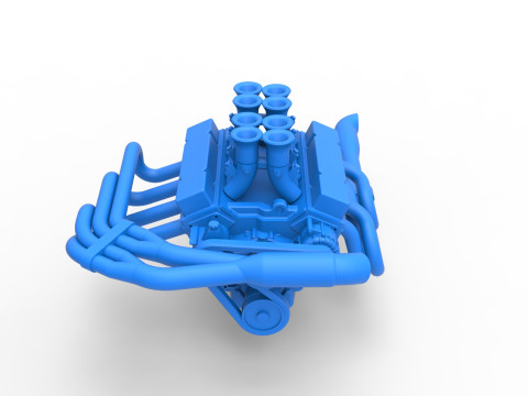 Engine V8 for Supermodified race car Version 3 Scale 1 to 25 3D Druckmodell